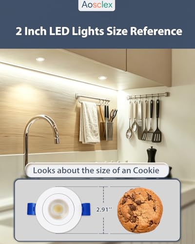 Aosclex 1 Pack 2 Inch Adjustable Gimbal 5CCT Recessed LED Light 5W 550LM - color: White-2inch, size: 1 Pack