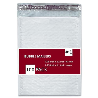 100 PC #1 7.25x12 Inches 100 Pack Inches Poly Bubble Mailers Shipping Padded Envelopes Self Seal Waterproof Cushion Envelopes - size: 7.25x12" 100PC