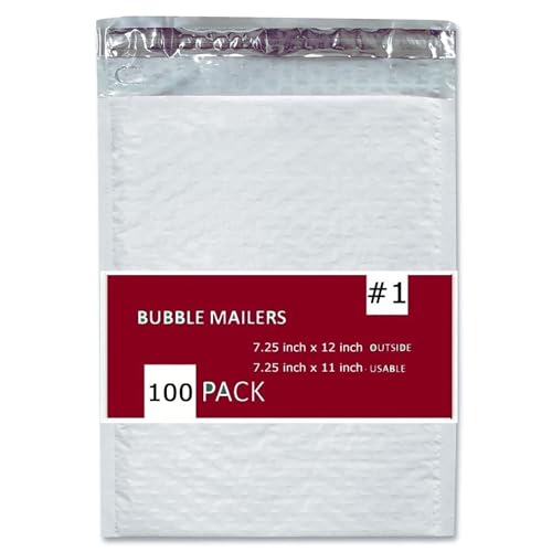 100 PC #1 7.25x12 Inches 100 Pack Inches Poly Bubble Mailers Shipping Padded Envelopes Self Seal Waterproof Cushion Envelopes - size: 7.25x12" 100PC