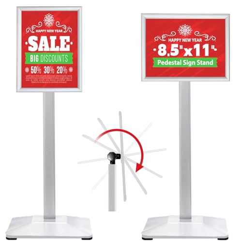 Pedestal Sign holder Stand 8.5x11inch Adjustable Standing Floor Sign Stand with Heavy Base & Snap Frame Display Stand for Indoor Outdoor Business Store Sign Holder Poster Stand (Silver) - color: Silver/1Pack, size: 8.5"x11" Sign Stand