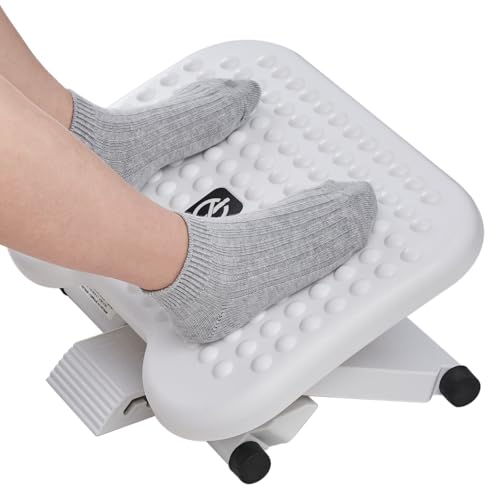 HUANUO Adjustable Foot Rest for Under Desk with 3 Height Position, White - color: White, size: 17.13X13.19 Inch