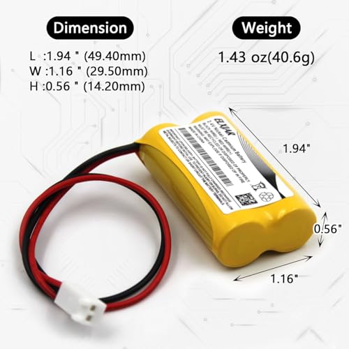 (2-Pack) 2.4V 800mAh Ni-Cd Battery for Dual-Lite 0120822, Custom-7