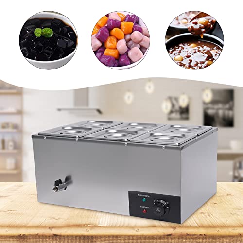 6 Pan Commercial Food Warmer Countertop with Lids, Electric Food Warmer Steam Table, 600W Professional Buffet Servers and Warmers Stainless Steel Buffet Bain Marie with 86-185°F Temp Control - color: 6 Pan#2