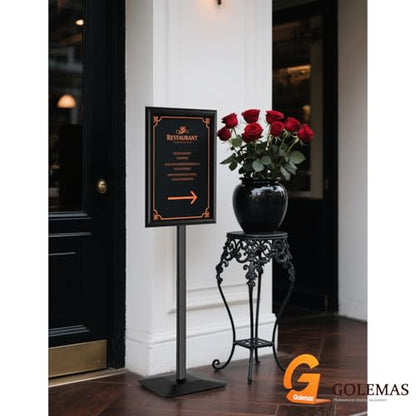 Sign Stand for Display, Ultra Stable Heavy Duty Pedestal Signage Holder - size: 11x17, style: Black