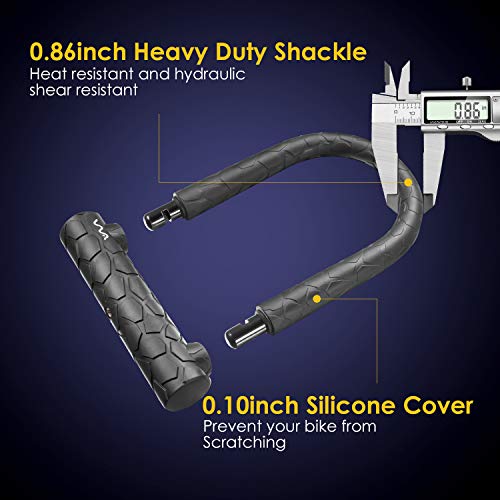 Bike Lock Heavy Duty Anti Theft, Keyed Bike U Lock with 4FT Security Cable and Mounting Bracket for Road Bike, Mountain Bike, Folding Bike - size: short/20
