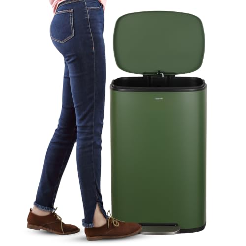 happimess Connor 2-Piece Iron Trash Can, Pine Green - color: Pine Green