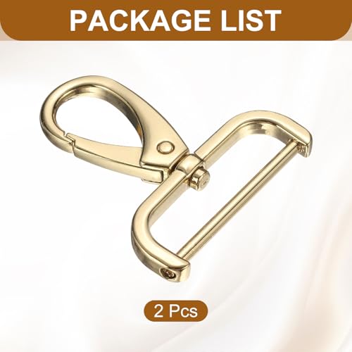 HARFINGTON 2Pcs Detachable Snap Hook Swivel Clasp 1 1/2" D Ring with Swivel Lobster Claw Clasps Hook for Purse Strap Keychain Bag DIY Craft, Gold - color: Gold, size: 1 1/2"