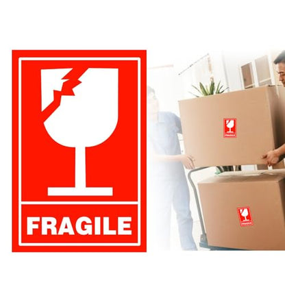 Fragile Glass Stickers - Handle with Care, 2x3 Inch, 300 Pcs Per Roll