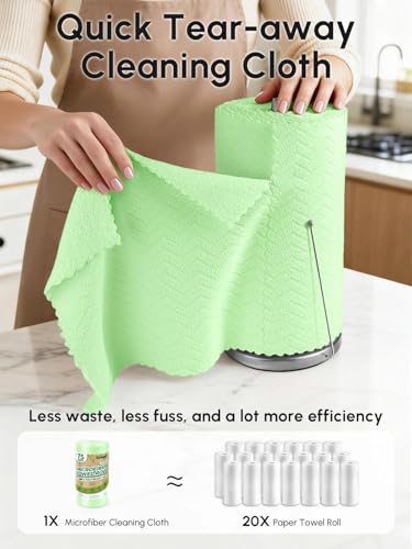 Microfiber Cleaning Cloths Roll 75 Pack 12x12 Inch Lint Free - color: Green Ripple