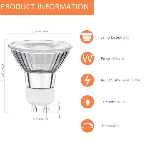 LED GU10 Range Hood Light Bulbs, LED Stove Appliance Light Bulb, Kitchen Light Replacement Halogen Light Bulb, 50W Equivalent, 5000K, 6W 550 Lm, Dimmable,Waterproof IP65 Pack of 2 - color: White 5000k