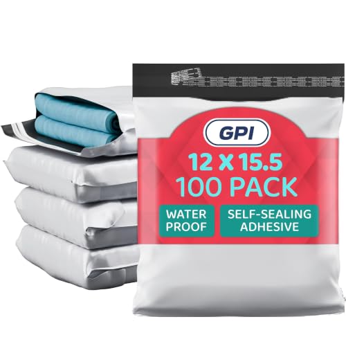 12"x15.5" Large Poly Mailers, 500 Pack, 2.5 Mil, White Self Seal Waterproof - size: 12" x 15.5"