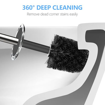 SetSail Toilet Brush, Compact Size Toilet Bowl Brush and Holder Toilet Brushes for Bathroom with Stainless Steel Handle Toilet Cleaner Brush with Durable Scrubbing Bristles, 2 Packs - color: Black, size: 2 packs