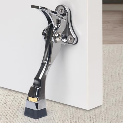 Kick Down Door Stoppers for Bottom of Door, Heavy Duty Kickdown Door Stop, Adjustable Door Stoppers (Sliver, 4 Inch x 1 Pack) - color: Silver, size: 4 inch x 1pack
