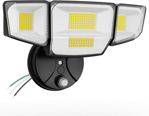 Abovizo 90W Flood Lights Outdoor, 10000LM Dusk to Dawn Outdoor Lighting, IP65 Waterproof, 6500K Daylight, 4 Heads LED Security Light for Garage, Yard, Porch (Black) - color: Black