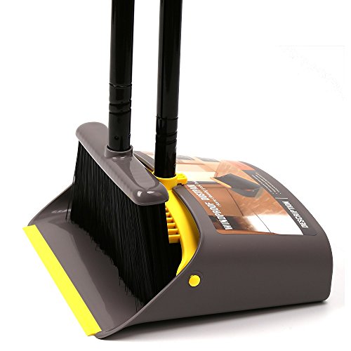 TreeLen Broom with Dustpan Combo Set,Stand up Dust Pans with Long Handle 40"/52" Broom and Dustpan Set for Home Kitchen Shop Indoor Commercial Heady Duty Upright Lobby Dustpan