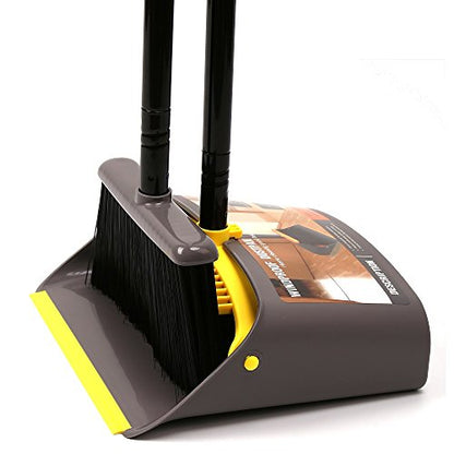 TreeLen Broom with Dustpan Combo Set,Stand up Dust Pans with Long Handle 40"/52" Broom and Dustpan Set for Home Kitchen Shop Indoor Commercial Heady Duty Upright Lobby Dustpan