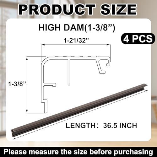 4 Pcs 36" L Fixed Vinyl Sill Threshold Cap 1-3/8 Inches High, Dark Brown - color: Dark Brown, size: 1-3/8,36 Inch