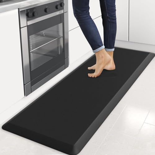 4/5 Inch Thick Kitchen Mats for Floor, StepRite Kitchen Rug for Standing - color: Black, size: 70"L x 24"W x 0.8"Th