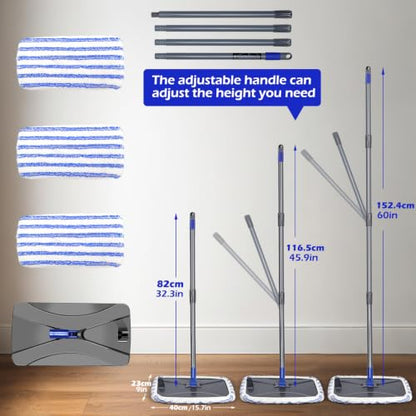 Masthome 16" Large Mops for Floor Cleaning,Upgraded 60" Extra Long Handle - color: Blue White