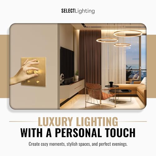 SELECT 2 Gang Solid Brass Rotary Dimmer Switch, 3-Way & 1-Way Compatible - color: Satin Brass, size: 2 Gang, style: 1/3-Way Dimmer