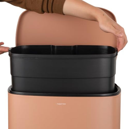 happimess Connor 2-Piece Iron Trash Can, Clay Rose - color: Clay Rose