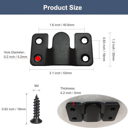 10Pcs Black Flush Mount Brackets 2.1" x 1.3" Stainless Steel Interlock Photo Hanging Buckle, Heavy Duty Picture Hanger Sectional Connector Z Clips Headboard Wall Mounting Brackets with Screws - size: 2.1" x 1.3"/ 4 hole
