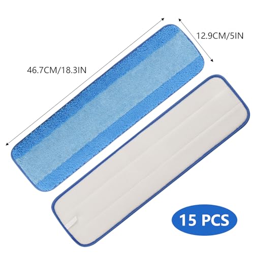 15 Pack Microfiber Mop Pads 18 in Mop Pad Refills Compatible with Bona Mop