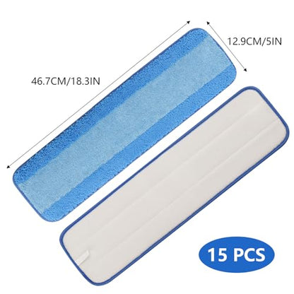 15 Pack Microfiber Mop Pads 18 in Mop Pad Refills Compatible with Bona Mop