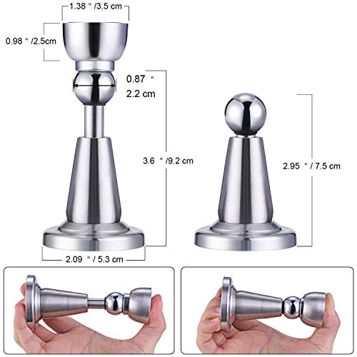 Blulu 1 Pack Magnetic Door Stopper Soft-Catch Stainless Steel Magnetic Door Catch Heavy Duty Wall Mounted & Floor Mounted Doorstops Holder for Keeping Open, Silver