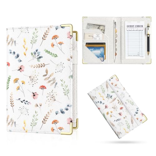 Server Book,7 Pocket Zipper Organizer,Server Books for Waitress - color: Floral