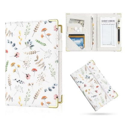 Server Book,7 Pocket Zipper Organizer,Server Books for Waitress - color: Floral
