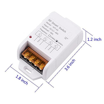 6000 ft Long Distance DC12V 24V 36V 48V Remote Control Switch 433Mhz Remote Transmitter, 12V 30A Remote Relay High Power Water Pump Motor Lighting Industrial Wireless Control Relay