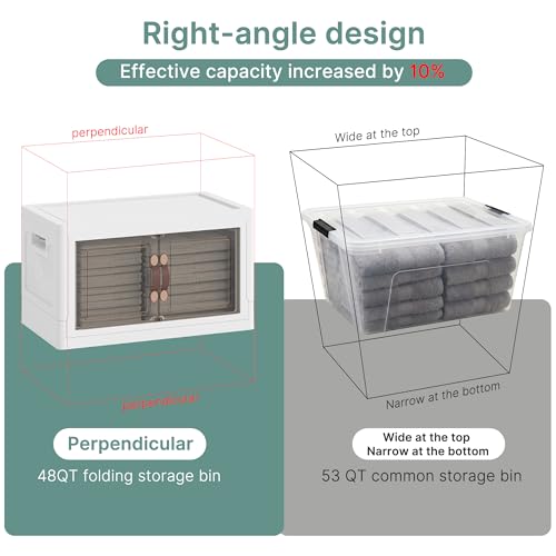 UAMFURI 192QT Lockable Plastic Storage Bins, 4 Pack Collapsible Cabinets - color: White
