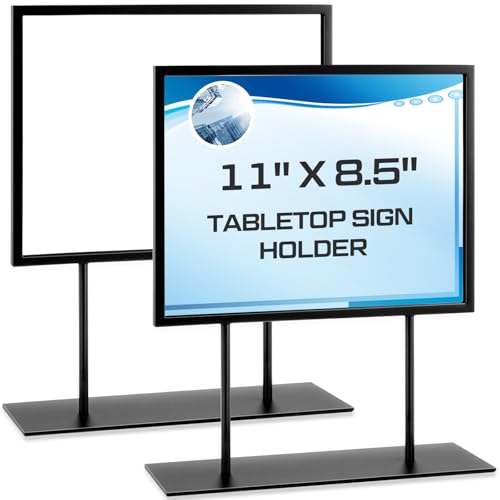Zhengmy 2 Pack Tabletop Metal Sign Holder, 11"x8.5" - Landscape, Black - color: Black, size: 11"x8.5" - Landscape
