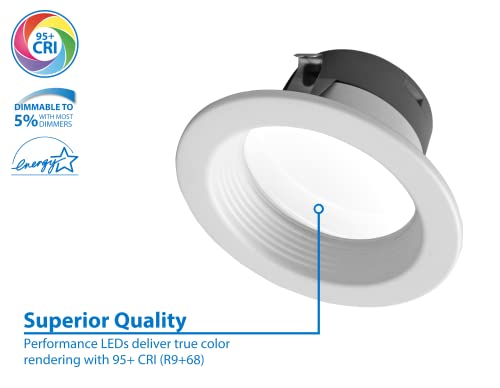 DLR4(v6) 4-inch White Selectable Recessed LED Downlight with Baffle (DLR4607120SWHBF) - color: White Baffle, style: 1-Pack
