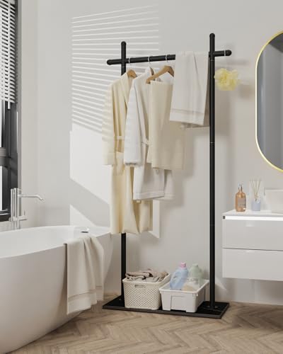 Coat Racks Freestanding with Natural Rock Base,68.9in,Black,Large - color: Black, size: 25.6*11.8*68.9in