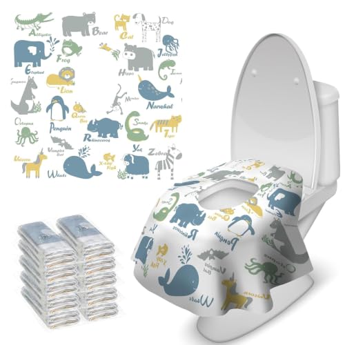 Blissful Diary 20 Pcs Toilet Seat Covers Disposable for Toddlers & Adults, Extra Large Waterproof, Portable Package for Travel, Kids Potty Training - color: Animal, size: 20Pack