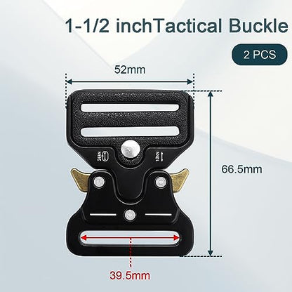 CooBigo 2 Pack Tactical Belt Buckles, 1-1/2" Heavy Duty Metal Tactical Buckle Clips for Dog Collar Hardware, Harness, Backpack, Luggage Strap Release Clasp Replacement (Black) - color: D: 1-1/2" Black 2pcs