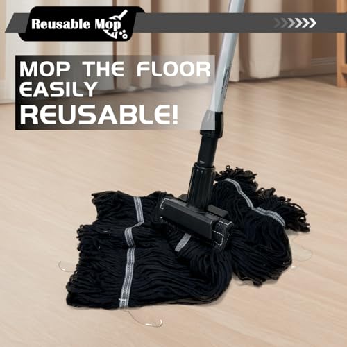 Heavy Duty Wet Industrial Cleaning Mop Head – 21 oz Black mop Head Replacement Cotton Washable Industrial mop Heads Heavy Duty for Commercial & Home Cleaning（Balck） - color: Black, size: 3 Pack