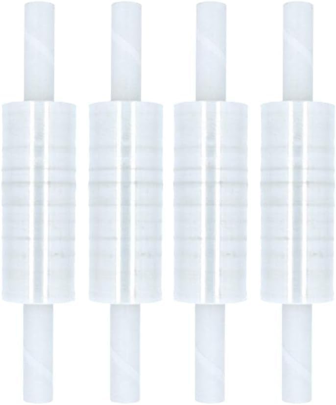 PSBM Stretch Wrap with Handles, 4 Rolls 10 Inch x 1000 Feet 80 Gauge Heavy Duty Clear Plastic Wrap Industrial Strength Shrink Film for Moving, Packing & Shipping - size: 10 Inch, style: 80 GA