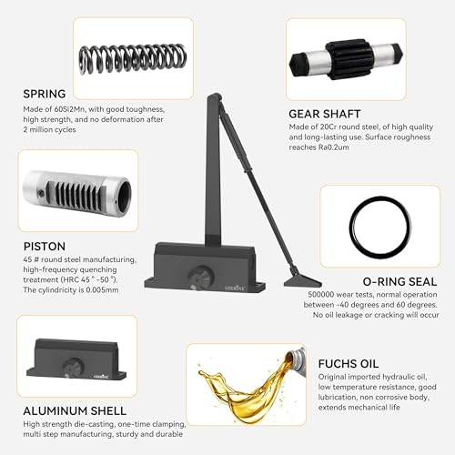 Automatic Door Closer Heavy Duty Spring Size 2 Hydraulic Aluminum Alloy UL 3-Hour Fire Rating Surface Mounted Home Commerical Door Closures Hold Open Adjust Speed Door Weights 88-144 Lbs - size: Model 165 Black Hold Open-Door Weight 88-144 Lbs