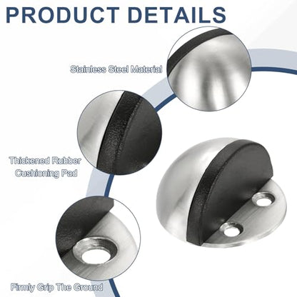 uxcell 4Pack Low Dome Floor Door Stop 45mm Dia Stainless Steel, Silver Tone - color: Silver Tone