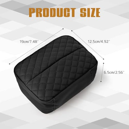 Large Car Tissue Holder for 120 Standard Tissue, Leather Tissue Box for Backseat, Car Napkin Cover, Auto Napkin Holder Organizer, Universal Vehicle Tissue Paper Box (Plaid+Black)