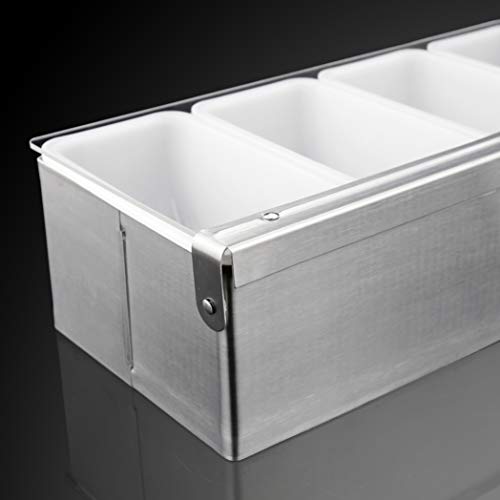 New Star Foodservice 48032 Stainless Steel Condiment Dispenser with 5 Compartments (No Ice Tray) - size: 5 Compartments