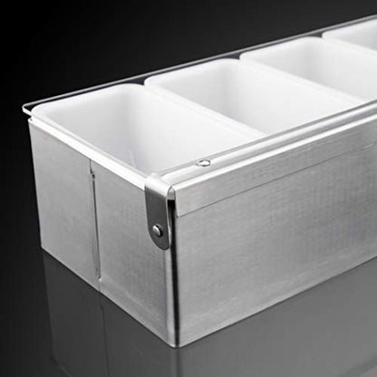 New Star Foodservice 48032 Stainless Steel Condiment Dispenser with 5 Compartments (No Ice Tray) - size: 5 Compartments