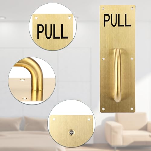 Sumnacon 1 Set 12" Stainess Steel Door Handle Pull Push Plate Handle,Gold - color: Gold, size: 11.8x3.9 Inches