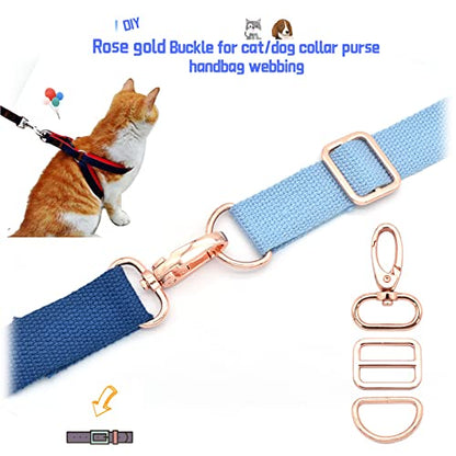 Rainbow Swivel Hook Claw Clasp - 25mm Slide Strap Buckle D Ring Adjuster Buckle for Dog Collar Backpack Purse Hardware - color: Rose Gold