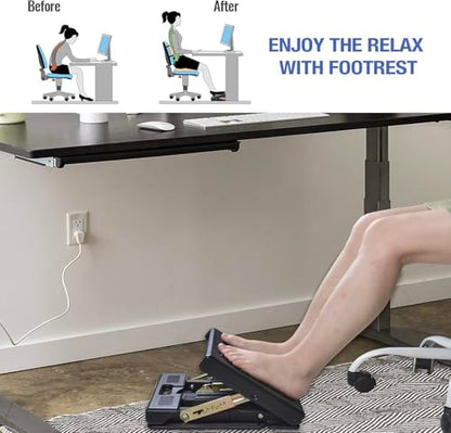 Under Desk Footrest, 4-Level Height Adjustable 12Modes Foldable Footrest - color: Gray