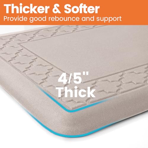 4/5 Inch Thicker Kitchen Mats Anti Fatigue Comfort Mat Standing Desk Rugs - color: Khaki, size: 39"L x 17"W x 0.8"Th