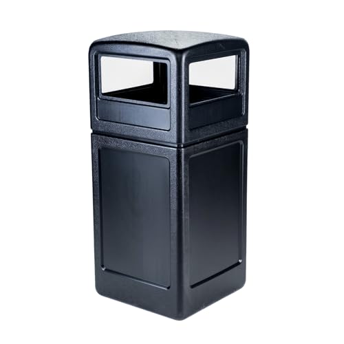 Commercial Zone-73290199 PolyTec 42 Gallon Square Waste Container with Dome Lid Color: Black - color: Black